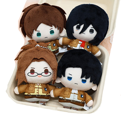 Attack on Titan Official Plush Keychain with Levi and Mikasa Designs